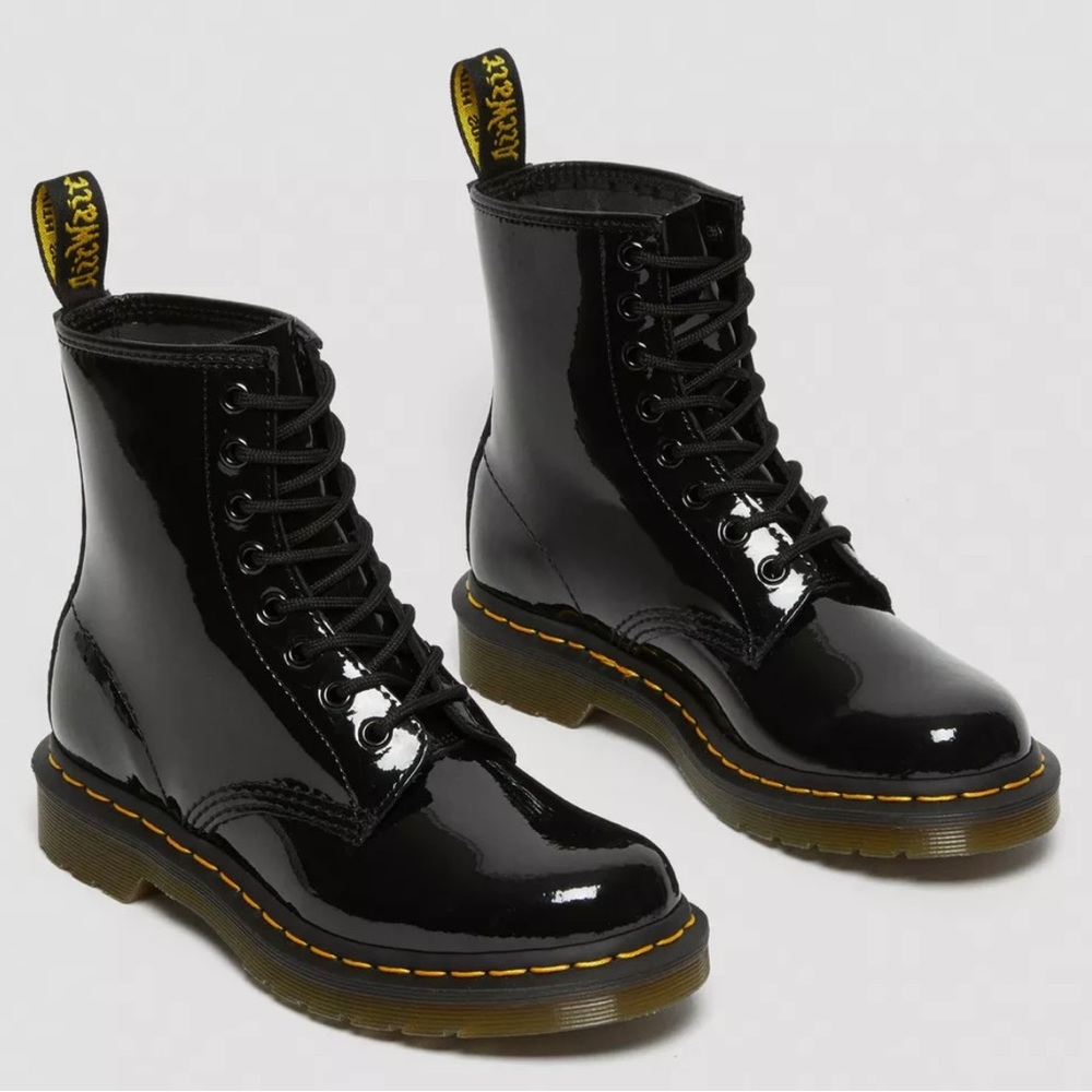Doc Martens Patent Leather Lace Up Boots - Picture 3 of 3
